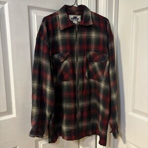 NAK Vintage Red and Black Plaid Zip Up Streetwear Flannel Jacket Size Large